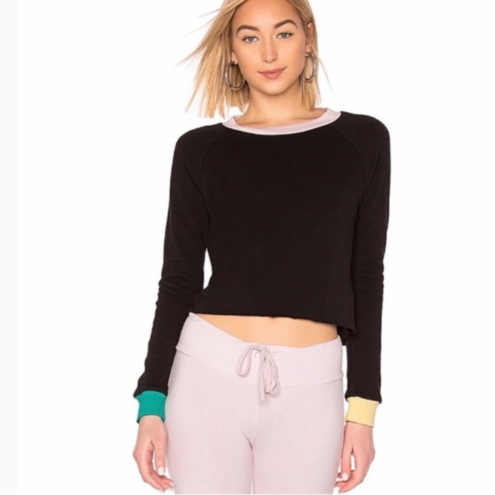 WILDFOX Beach House Contrast Crop Sweatshirt Size Small